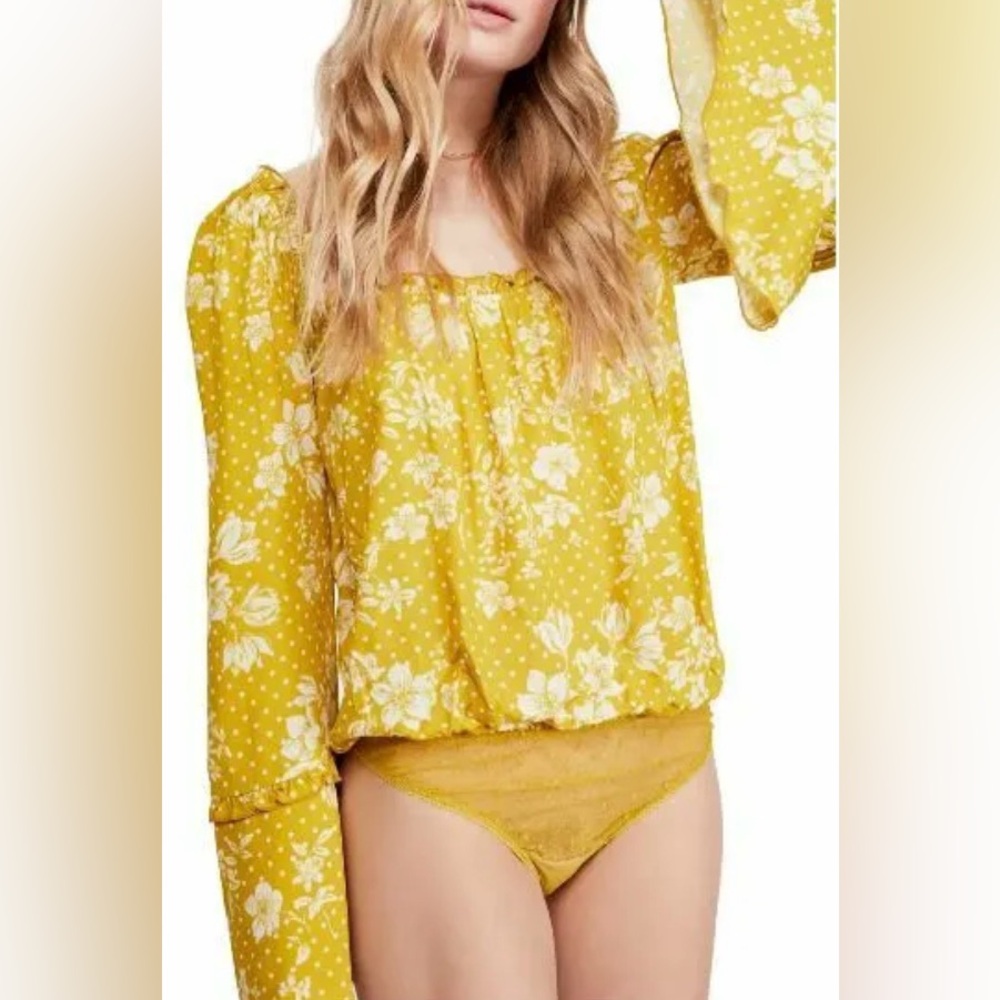 Free People Marigold Floral Body Suit